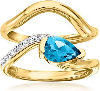 Ross-Simons London Blue Topaz Jewelry Set With Lab-Grown Diamonds: 2 Rings in 18kt Gold Over Sterling