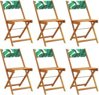 vidaXL Vidaxl - Folding Garden Chairs 6 pcs Green Fabric and Solid Wood