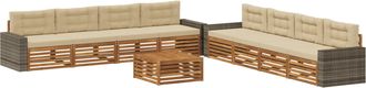 vidaXL Conjunto De Sof&aacute;s De Exterior 9 Uds. Natural Y Beige Poli&eacute;ster Vidaxl