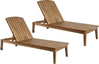 Miliboo Miliboo - Set De 2 Tumbonas De Acacia Maciza Canopee
