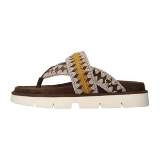 Mou Flip Flops, female, Brown, Size: 10 US Bio Thong Sandal Colored Stitching