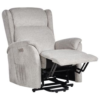 Beliani Beliani - Sill&oacute;n Reclinable El&eacute;ctrico Moderno De Tela Con Funci&oacute;n De Elevaci&oacute;n Gris Claro Elegy