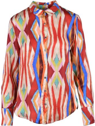 Motel Multicolor Geometric Pattern Viscose Fluid Shirt