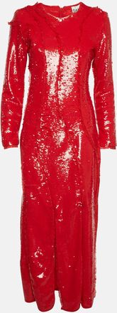 Ganni Ganni Red Sequins Cutline Maxi Dress