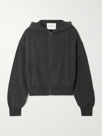 Lisa Yang Maglia In Cashmere Con Cappuccio E Zip Ilie - Grigio