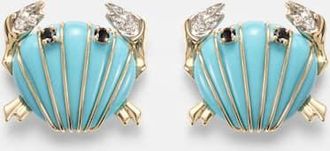Yvonne L&eacute;on Crabe Coquillage 9kt gold earrings with gemstones