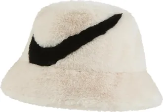 Nike (WMNS) Nike Apex Faux Fur Swoosh Bucket Hat Cream FV6417-838
