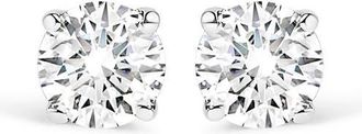 House of Brilliance Silver Silver 3/8 Ct Round Lab Grown Diamond Solitaire Stud Earrings in White at Nordstrom