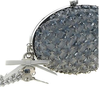 Self Portrait Crystal-Embellished Satin Clutch - Gray