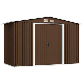 Berkfield Home Garden Storage Shed Brown 257x205x178 cm Steel | Size: 257 x 205 x 178 cm