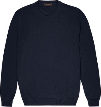 Zanone Cotton Sweater - Heren - Ronde hals truien - Blauw - M - Katoen - Truien & Vesten