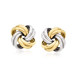 Ross-Simons Italian Sterling Silver and 18kt Gold Over Sterling Love Knot Earrings