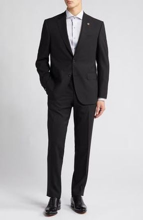 Ted Baker Jay Trim Fit Solid Wool Suit in Black at Nordstrom Rack, Size 46 Regular