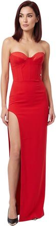 M&ocirc;not Red Sweet Heart Neck Maxi Dress