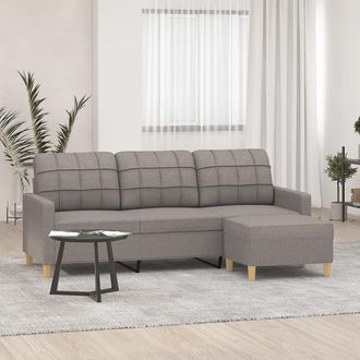 vidaXL Vidaxl - Sof&aacute; De 3 Plazas Con Taburete De Tela Gris Taupe 180 Cm