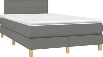 vidaXL Vidaxl - Cama Box Spring Con Colch&oacute;n Y Led Tela Gris Oscuro 120x200 Cm