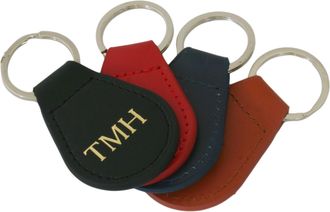 Generic Personalised Leather Keyring with Initials, Custom Initial Key Fob, 4 Colours Available (Black)
