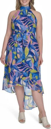 Eliza J Floral Sleeveless High-Low Dress in Blue Multi at Nordstrom, Size 18W