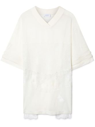 Off-white panelled semi-sheer cotton T-shirt - women - Cotton/Polyester - 40
