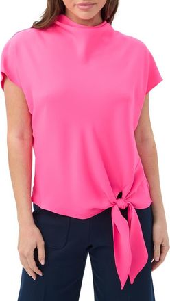 Trina Turk High Neck Tie Hem Bisque Top in Love All Pink at Nordstrom, Size X-Small