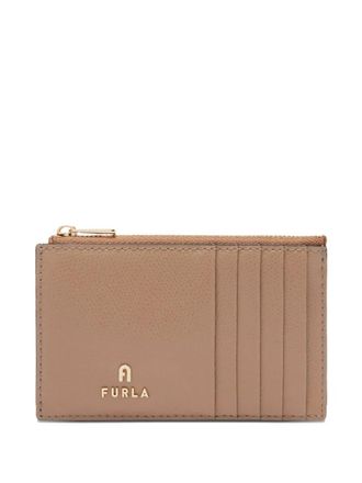 Furla Camelia M zip-top card holder - women - Calf Leather/Viscose - One Size - Brown