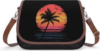 Generic Vintage Sunset with Palms Tree Fashion Womens Crossbody Bags Novelty Handbag Shoulder Bag Purse