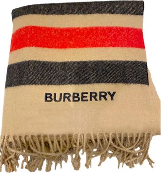 Burberry Archive Beige Cashmere Fringed Scarf