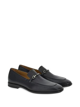Ferragamo Gancini-Plaque Leather Loafer - Black