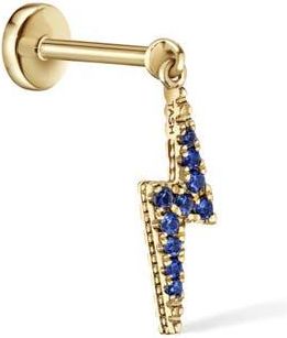 Maria Tash 18K Gold Diamond & Sapphire Lightning Bolt Charm Earring in Yellow Gold at Nordstrom