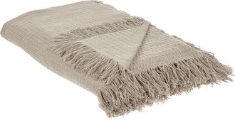 Beliani Colcha Decorativa Para Cama Con Borlas Fabricada En Algod&oacute;n En Color Gris Pardo 220 X 240 Cm Yerbent