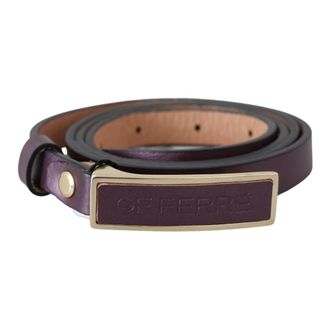 Gianfranco Ferre Gold Logo Buckle Waist Leather Skinny Belt - Dames - Riemen - Rood - ONE Size - Leer - Accessoires