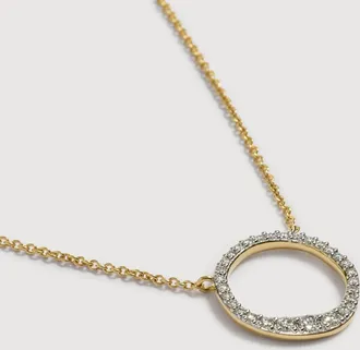 Monica Vinader Gold Riva Pav&eacute; Round Diamond Chain Necklace Lab Grown Diamond