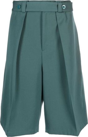 Jil Sander Groene Wollen Casual Elegante Lange Shorts - Heren - Korte Broeken - Groen - S - Wol - Korte Broeken