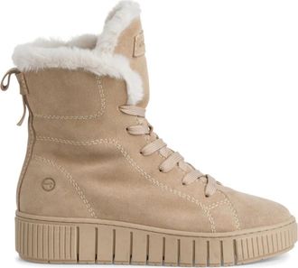 Tamaris Beige Lace Enkellaarsjes - Dames - Winterlaarzen - Beige - 38 EU - Leer - Schoenen