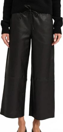 SPRWMN Womens Cropped Baggy Leather Pants In Black