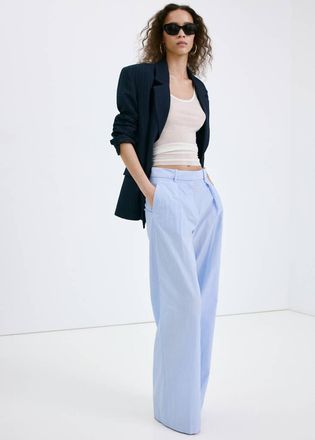 Mango Pantaloni in lyocell a righe diplomatiche blu - Donna - 36 - MANGO
