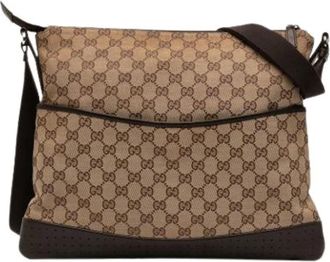 Gucci Pre-owned Cross Body Bags, female, Beige, Size: ONE SIZE Pre-owned Canvas Crossbody Bag