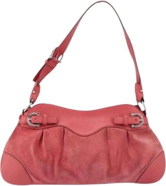 Ferragamo Pre-owned Shoulder Bags, female, Pink, Size: ONE SIZE Pre-owned Suede Shoulder Bag
