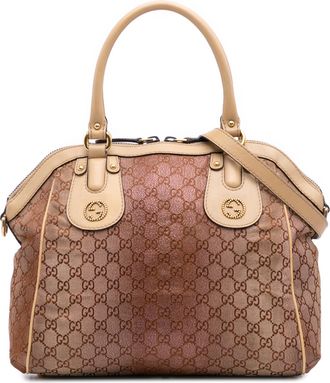 Gucci Pre-owned Womens Boston Satchel Gg Monogram - Tan Textile - One Size