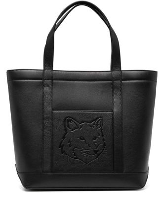 Maison Kitsun&eacute; Fox Head Leather Medium Tote