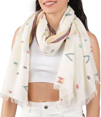 Vismaya Pixel Woven Cotton Scarf in Ivory at Nordstrom