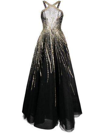 Saiid Kobeisy Abito da sera con paillettes - Nero