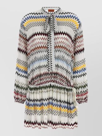 Missoni chevron dress long sleeves tie waist