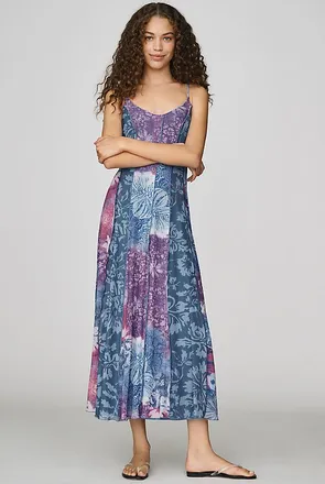 Pilcro Mesh Seamed Midi Dress