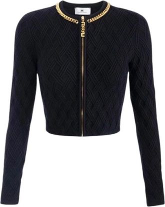 Elisabetta Franchi Viscose Blend Cardigan - Dames - Vesten - Zwart - L - Polyester - Truien & Vesten