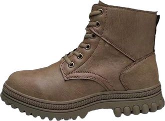 Generic Men snow boots outdoor with plush and thick sole anti snow waterproof anti slip high top boots (khaki,7.5)