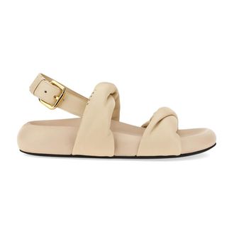 Marni Leather Sandal - female - Marni - Flat Sandals - Beige - 6 UK - Shoes