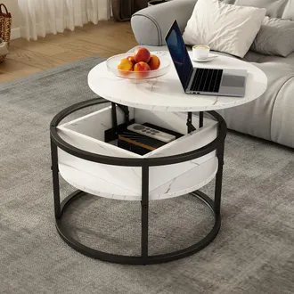 Vicco Tavolino Marlo, Marmo Bianco, 57 X 57 Cm, Vicco