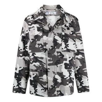 Off-white Mens SS21 Logo Camouflage Jacket Slim Fit Gray OMEL015S21FAB0010900