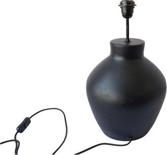 Decoclico Pie de l&aacute;mpara de terracota negro mate artesanal